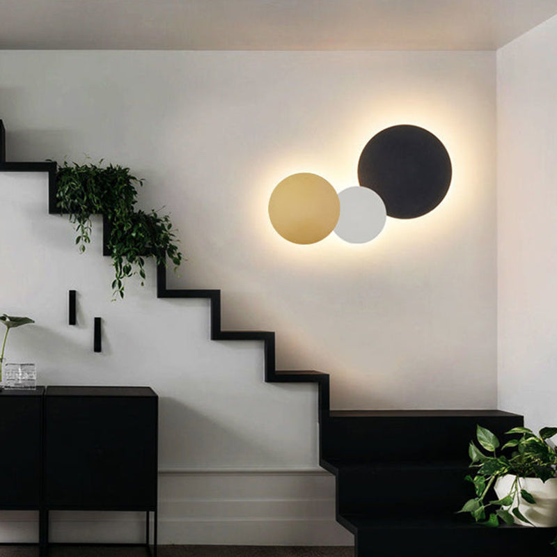 Round LED Wall Mount Light 1-Light Wall Sconce Light with Iron Shade for Living Room