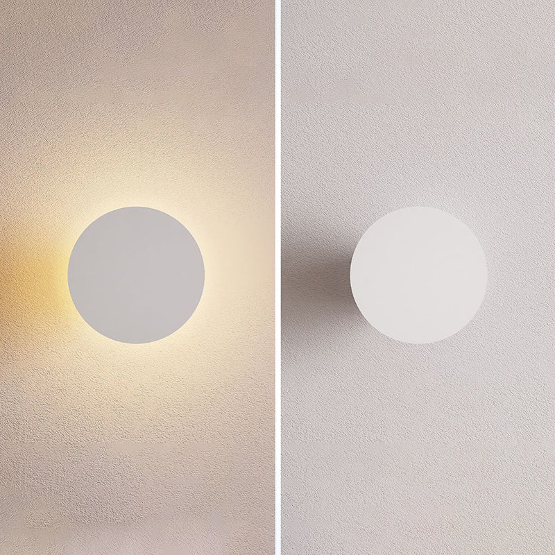 Round LED Wall Mount Light 1-Light Wall Sconce Light with Iron Shade for Living Room