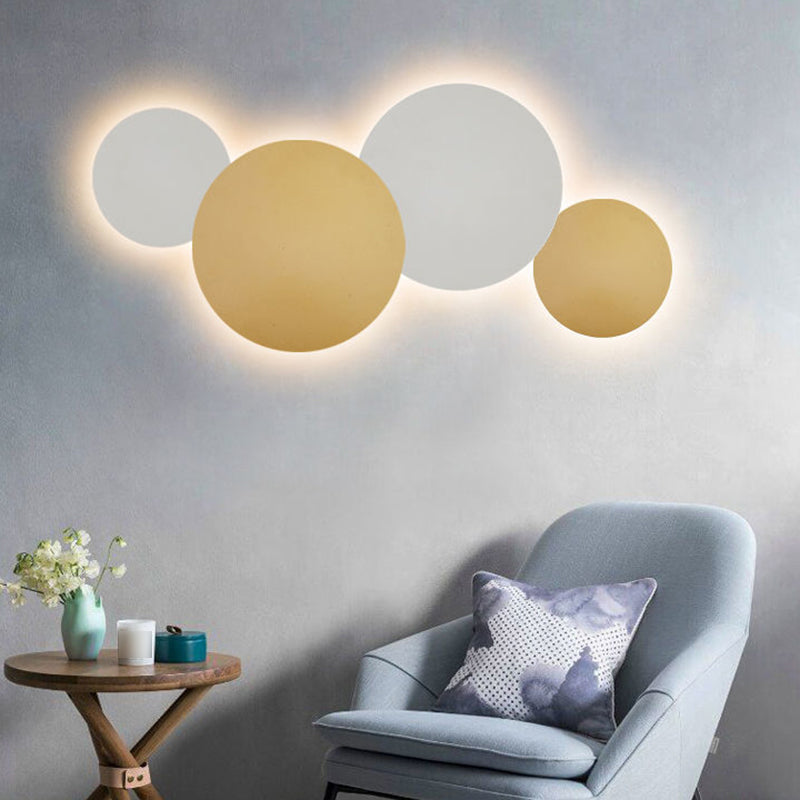 Round LED Wall Mount Light 1-Light Wall Sconce Light with Iron Shade for Living Room