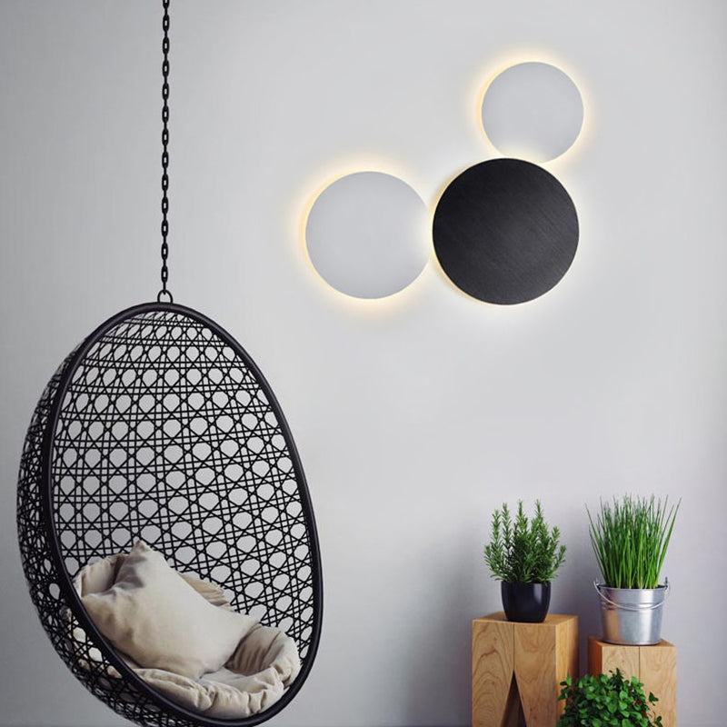 Round LED Wall Mount Light 1-Light Wall Sconce Light with Iron Shade for Living Room