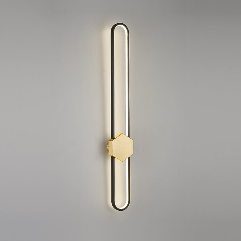 Metal Oval Shape Wall Light Modern Style 1 Light Wall Mount Fixture