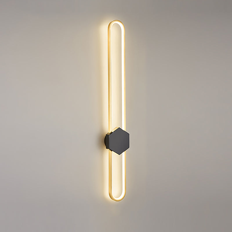 Metal Oval Shape Wall Light Modern Style 1 Light Wall Mount Fixture