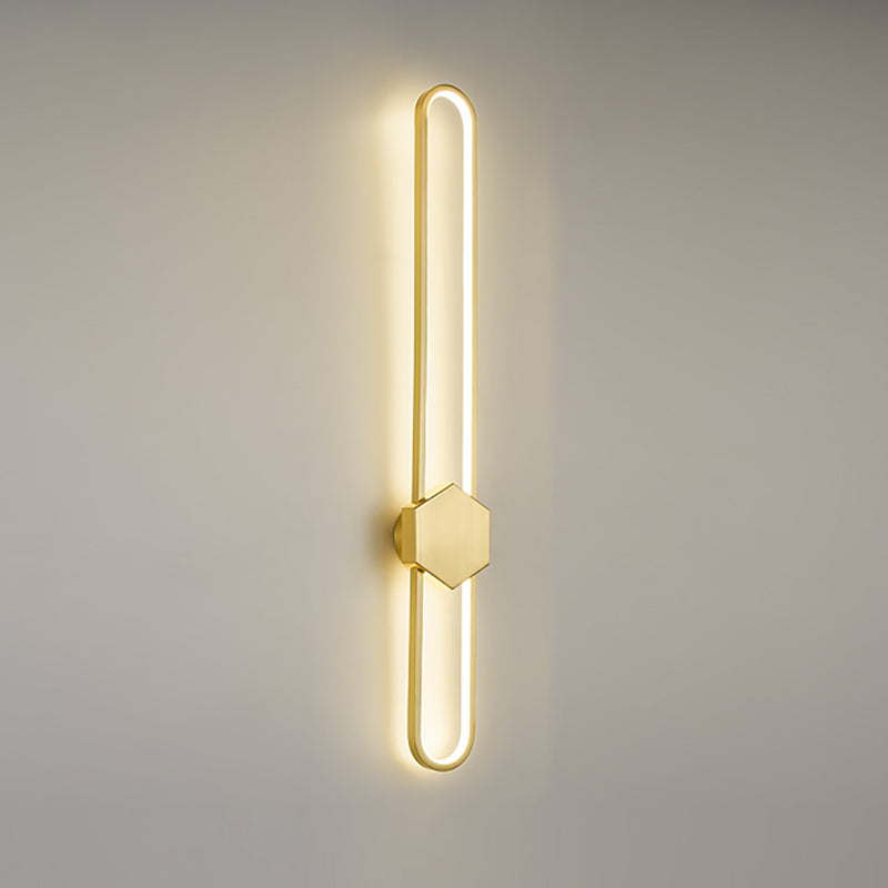 Metal Oval Shape Wall Light Modern Style 1 Light Wall Mount Fixture