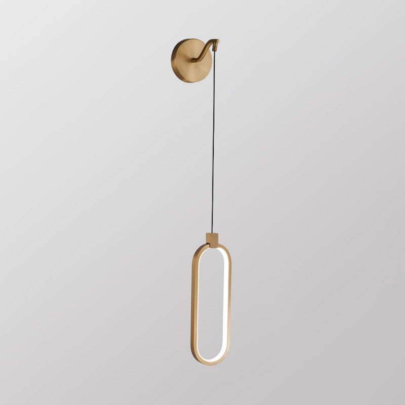 Metal Oval Shape Wall Light Modern Style 1 Light Wall Mount Fixture