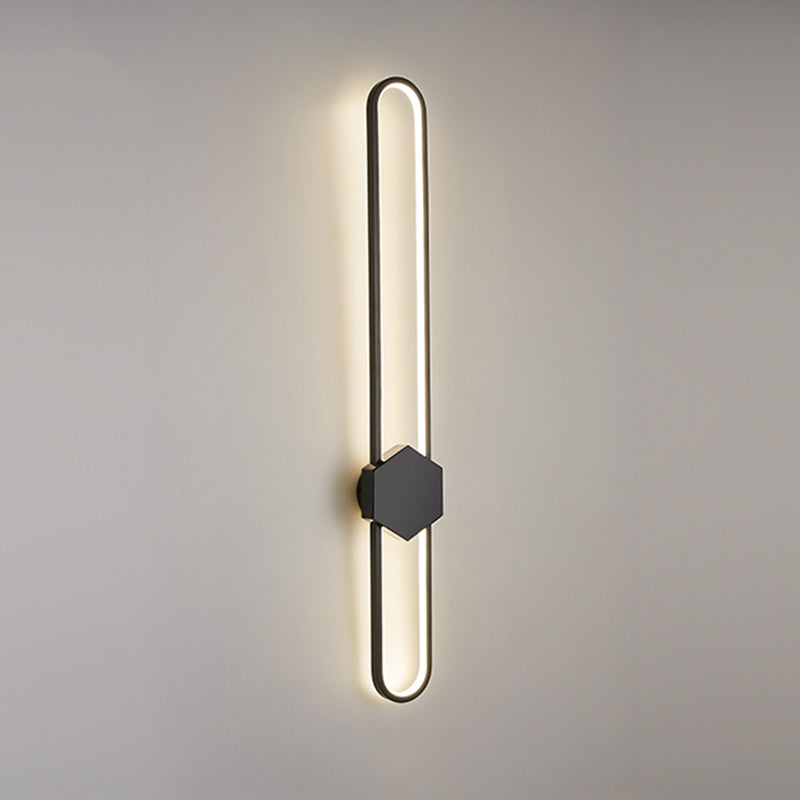 Metal Oval Shape Wall Light Modern Style 1 Light Wall Mount Fixture
