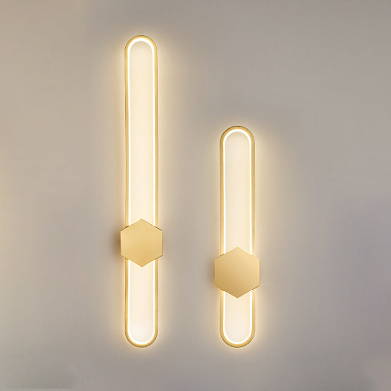 Metal Oval Shape Wall Light Modern Style 1 Light Wall Mount Fixture