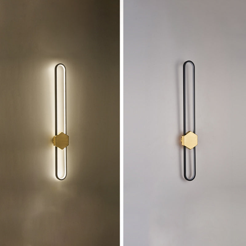 Metal Oval Shape Wall Light Modern Style 1 Light Wall Mount Fixture