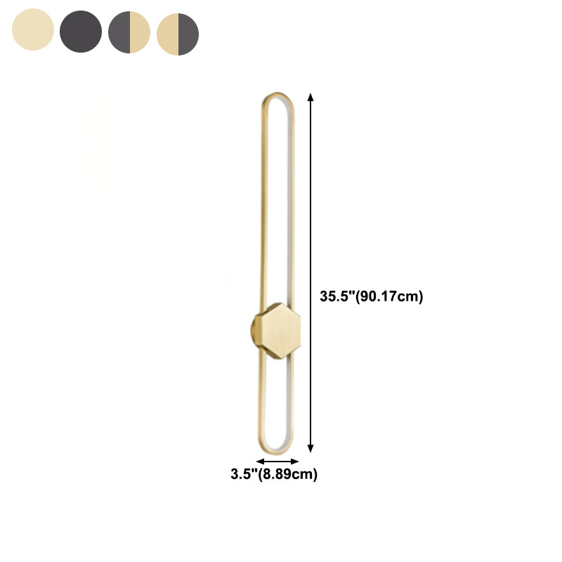 Metal Oval Shape Wall Light Modern Style 1 Light Wall Mount Fixture
