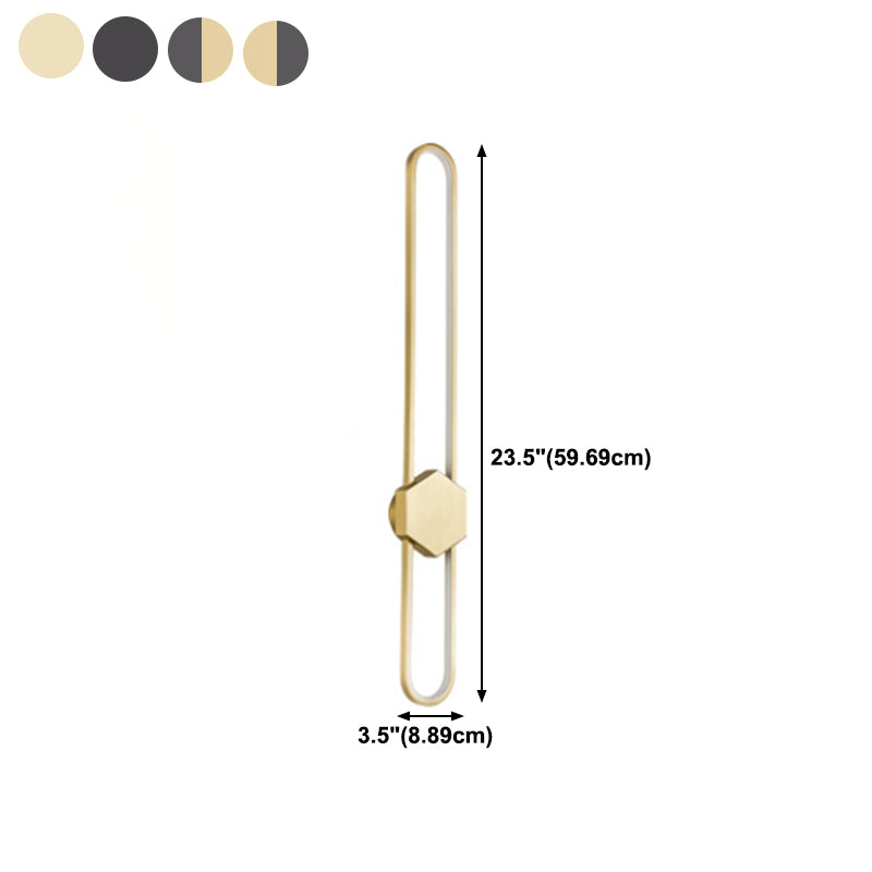 Metal Oval Shape Wall Light Modern Style 1 Light Wall Mount Fixture