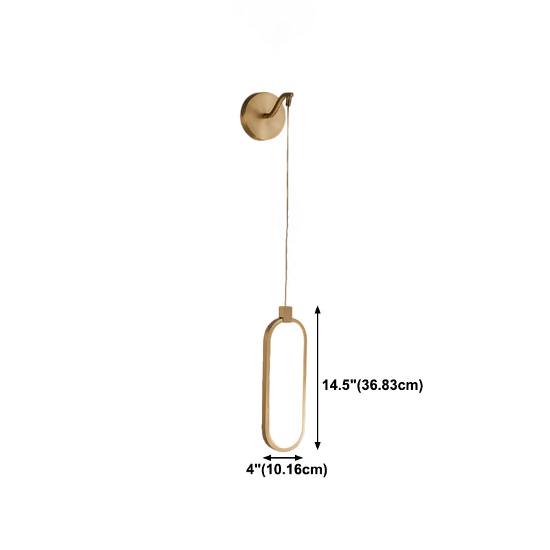 Metal Oval Shape Wall Light Modern Style 1 Light Wall Mount Fixture