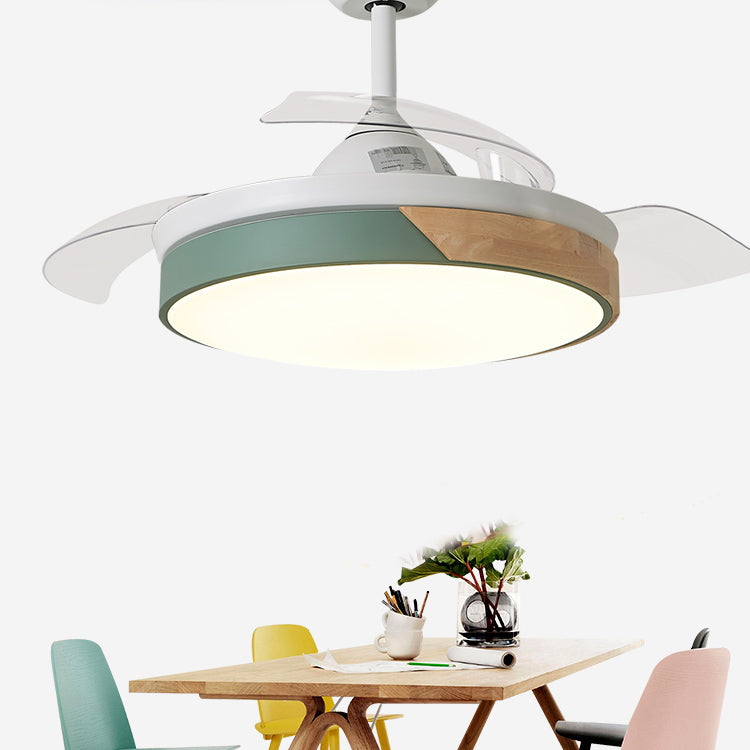 Round Ceiling Fan Lighting Kids Style Metal Single Light Ceiling Fan Lamp for Living Room