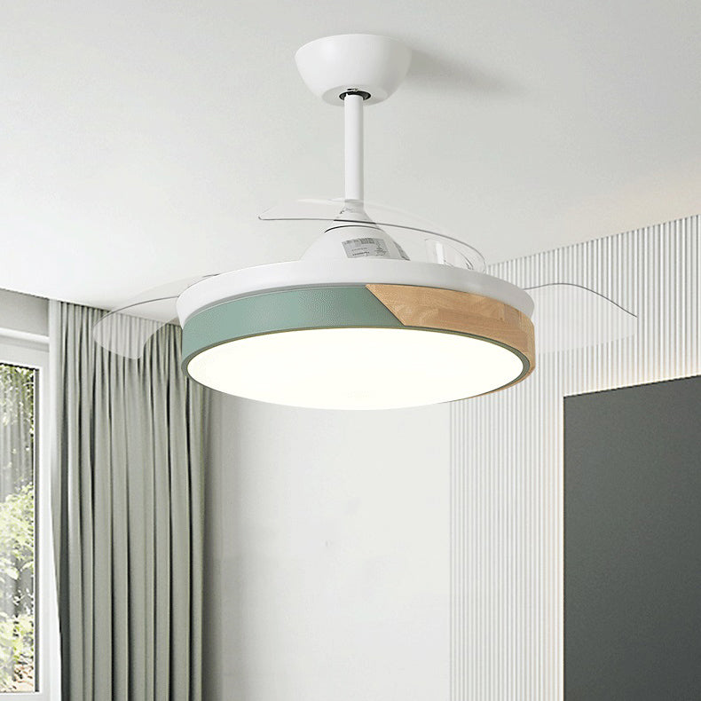 Round Ceiling Fan Lighting Kids Style Metal Single Light Ceiling Fan Lamp for Living Room