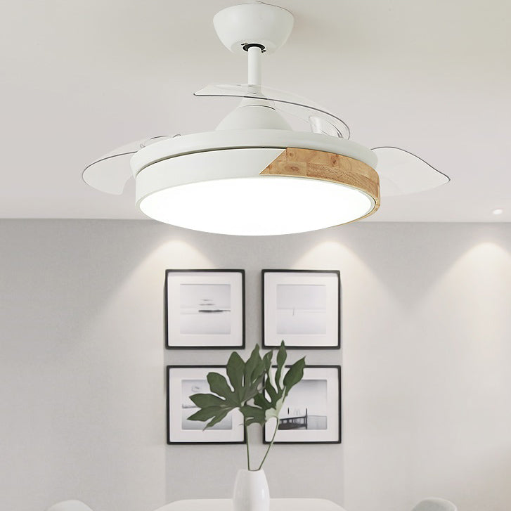 Round Ceiling Fan Lighting Kids Style Metal Single Light Ceiling Fan Lamp for Living Room