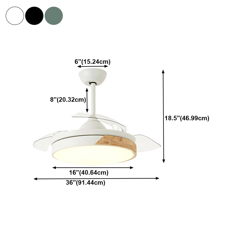 Round Ceiling Fan Lighting Kids Style Metal Single Light Ceiling Fan Lamp for Living Room