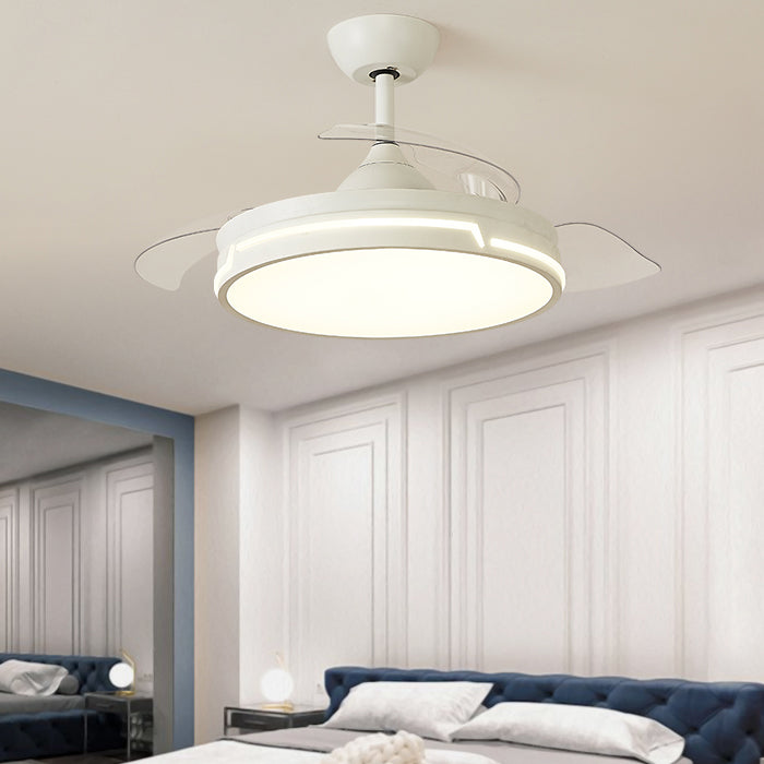 Round Shape Ceiling Fan Lighting Kids Style Metal 1 Light Ceiling Fan Lamp for Living Room