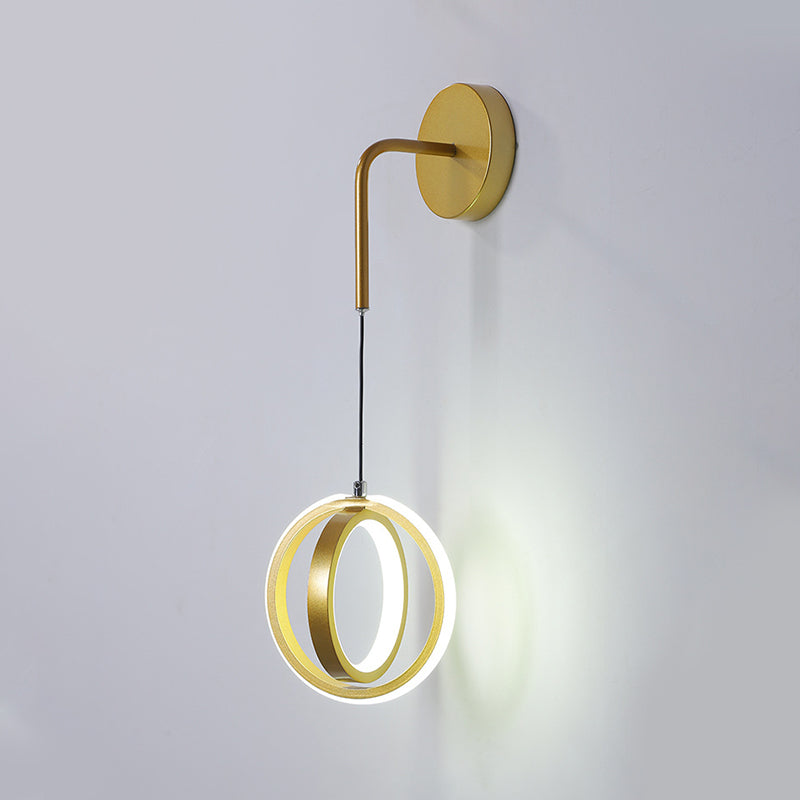 2-Lights Metal Geometric Wall Light Modern Hanging Wall Sconce for Bedroom