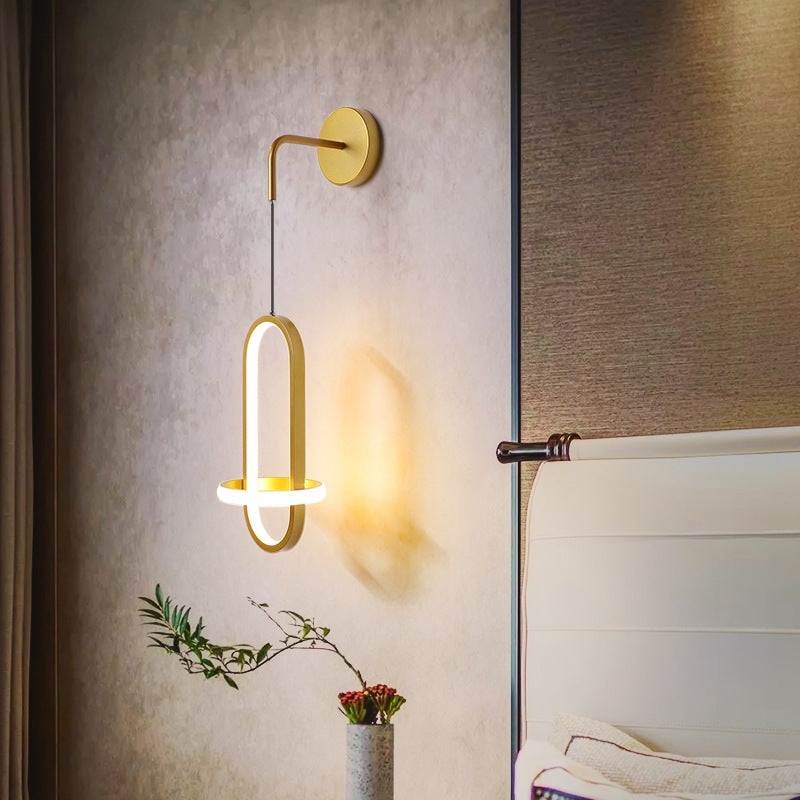 2-Lights Metal Geometric Wall Light Modern Hanging Wall Sconce for Bedroom