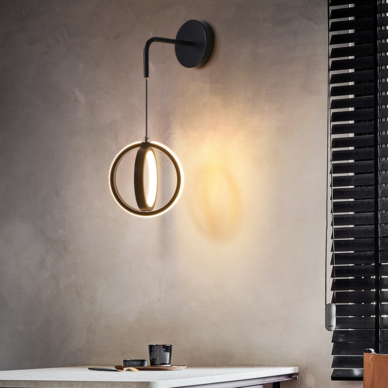 2-Lights Metal Geometric Wall Light Modern Hanging Wall Sconce for Bedroom
