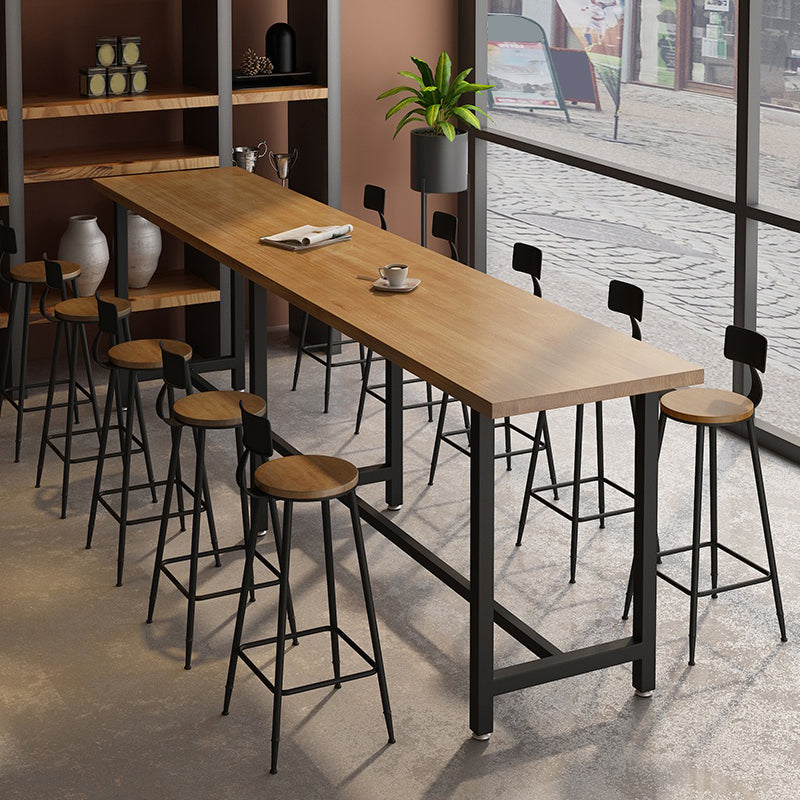 Rectangle Wood Top Counter Table Industrial Style Bar Table for Restaurant