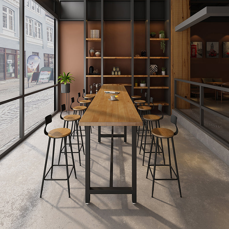 Rectangle Wood Top Counter Table Industrial Style Bar Table for Restaurant