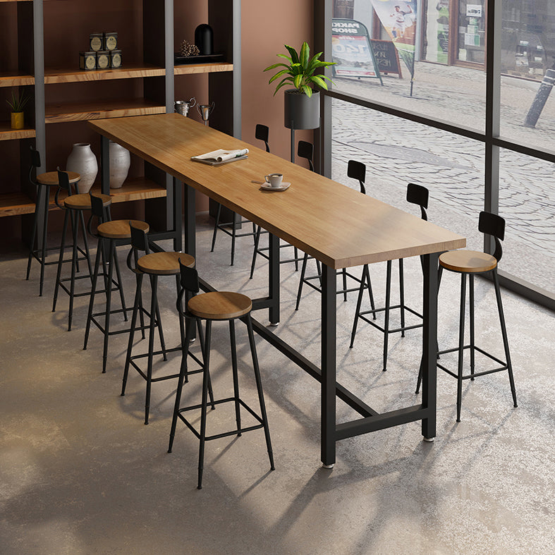 Rectangle Wood Top Counter Table Industrial Style Bar Table for Restaurant