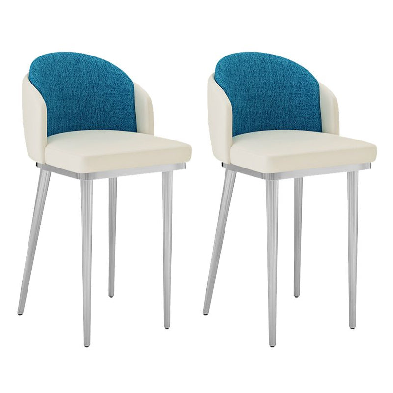 30.34'' Leather Glam Bar Stool Matte Finish Upholstered Restaurant Stool