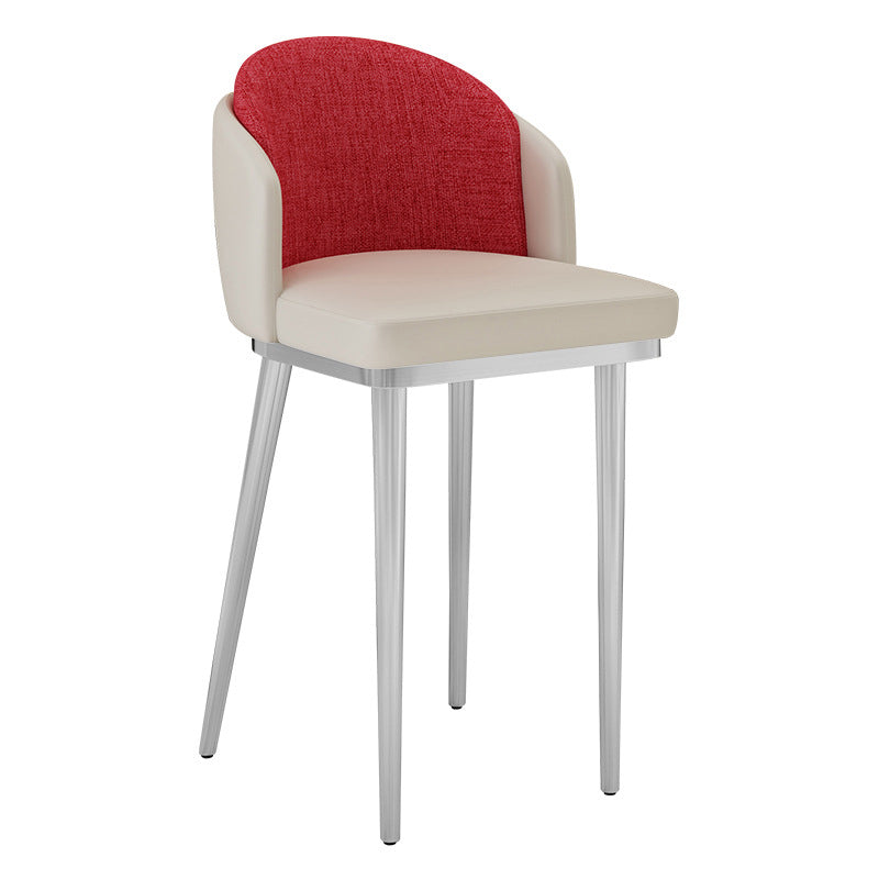 30.34'' Leather Glam Bar Stool Matte Finish Upholstered Restaurant Stool