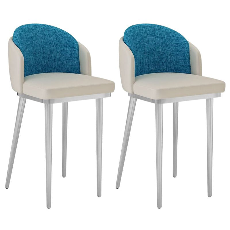 30.34'' Leather Glam Bar Stool Matte Finish Upholstered Restaurant Stool