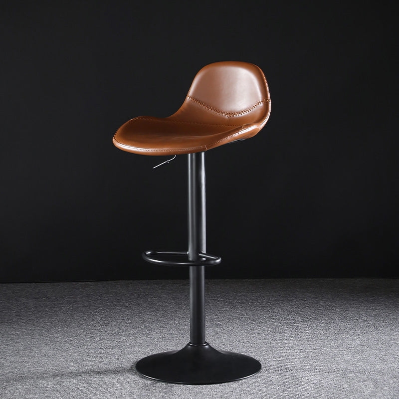 Industrial Style Swivel Leather Barstools Adjustable Low Back Stools