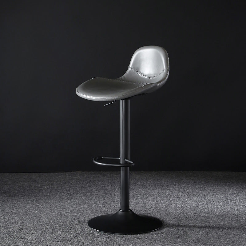 Industrial Style Swivel Leather Barstools Adjustable Low Back Stools