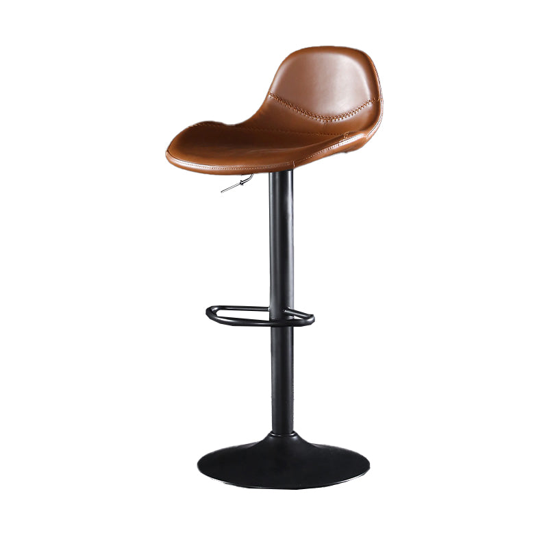 Industrial Style Swivel Leather Barstools Adjustable Low Back Stools