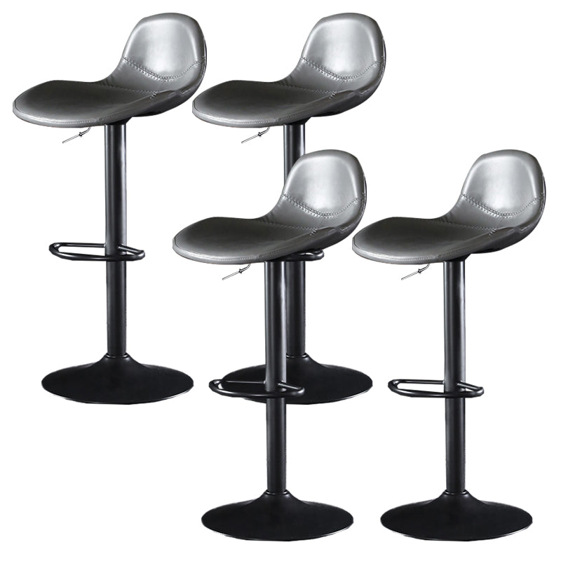 Industrial Style Swivel Leather Barstools Adjustable Low Back Stools