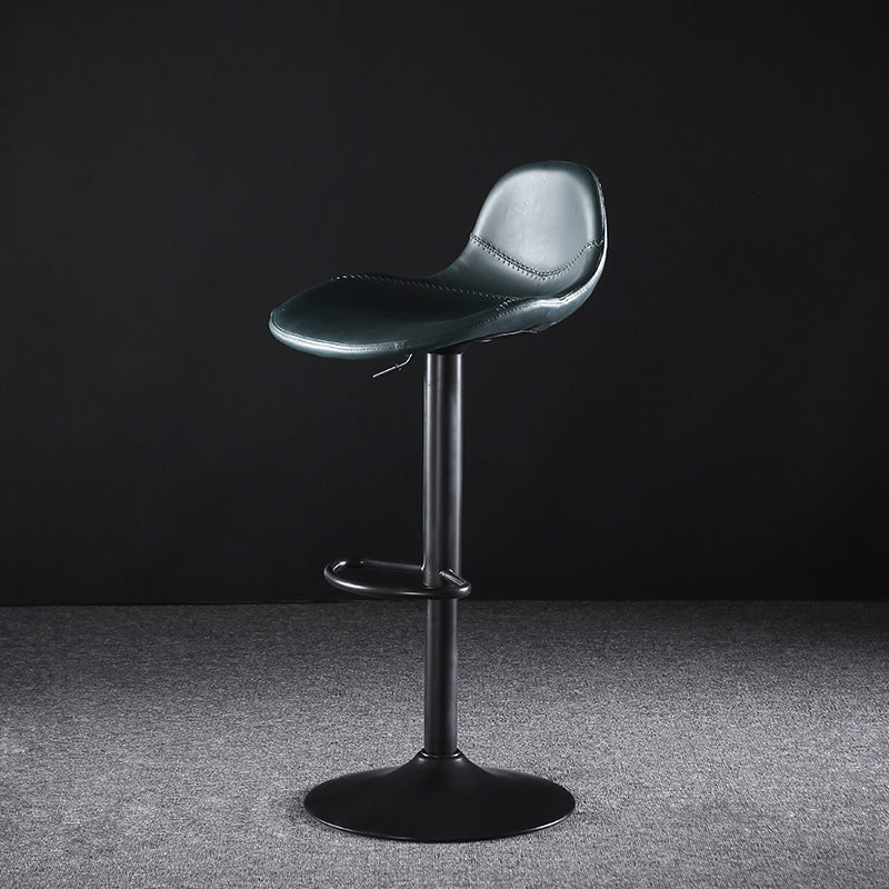 Industrial Style Swivel Leather Barstools Adjustable Low Back Stools