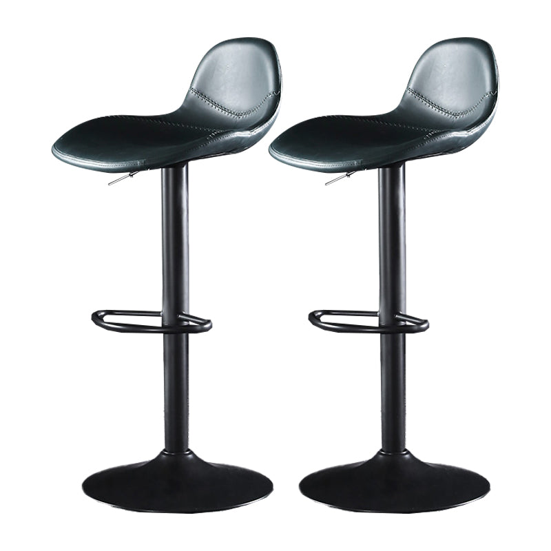 Industrial Style Swivel Leather Barstools Adjustable Low Back Stools