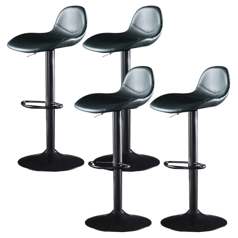 Industrial Style Swivel Leather Barstools Adjustable Low Back Stools