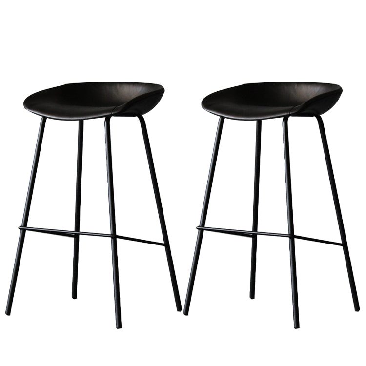 Matte Finish Footrest Upholstered Low Back Stool Industrial Home Leather Stool