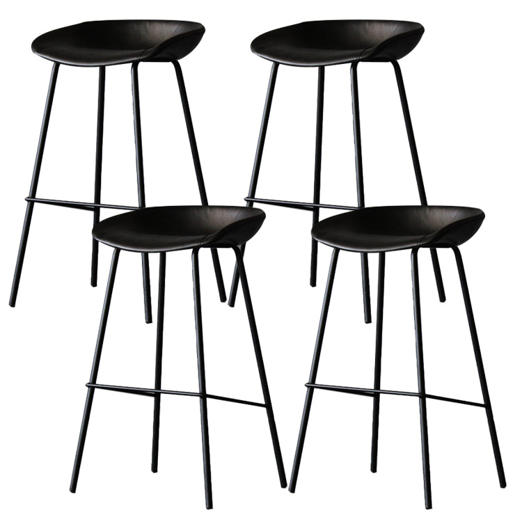 Matte Finish Footrest Upholstered Low Back Stool Industrial Home Leather Stool