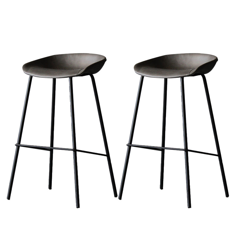 Matte Finish Footrest Upholstered Low Back Stool Industrial Home Leather Stool