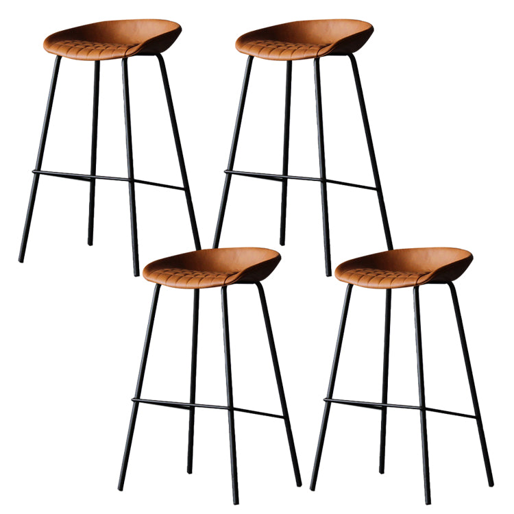 Matte Finish Footrest Upholstered Low Back Stool Industrial Home Leather Stool