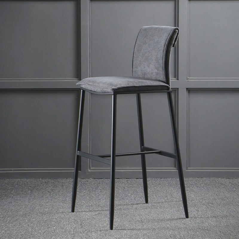 Minimalist Style Upholstered Fabric Barstools Backrest Bar Stools with Footrest