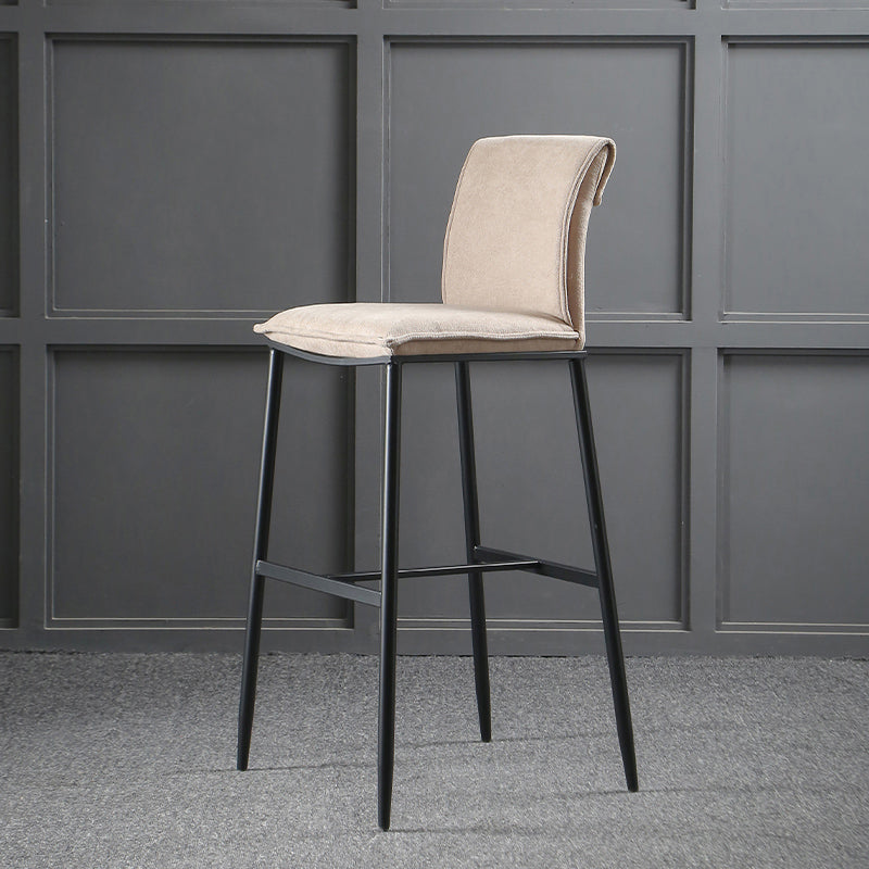 Minimalist Style Upholstered Fabric Barstools Backrest Bar Stools with Footrest