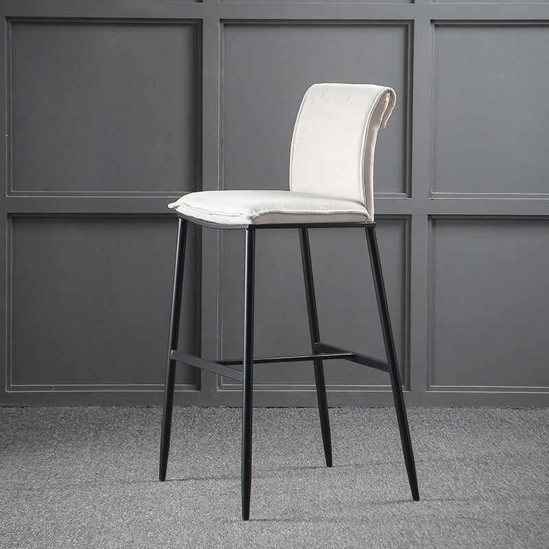 Minimalist Style Upholstered Fabric Barstools Backrest Bar Stools with Footrest