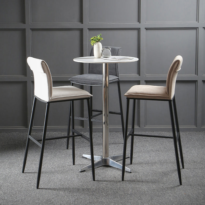 Minimalist Style Upholstered Fabric Barstools Backrest Bar Stools with Footrest