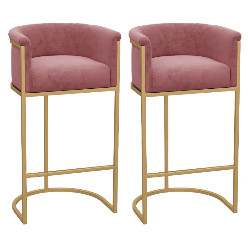 Matte Finish Footrest Armed Stool Low Back Glam Home Velvet Stool