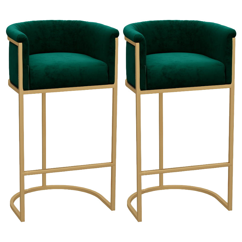 Matte Finish Footrest Armed Stool Low Back Glam Home Velvet Stool