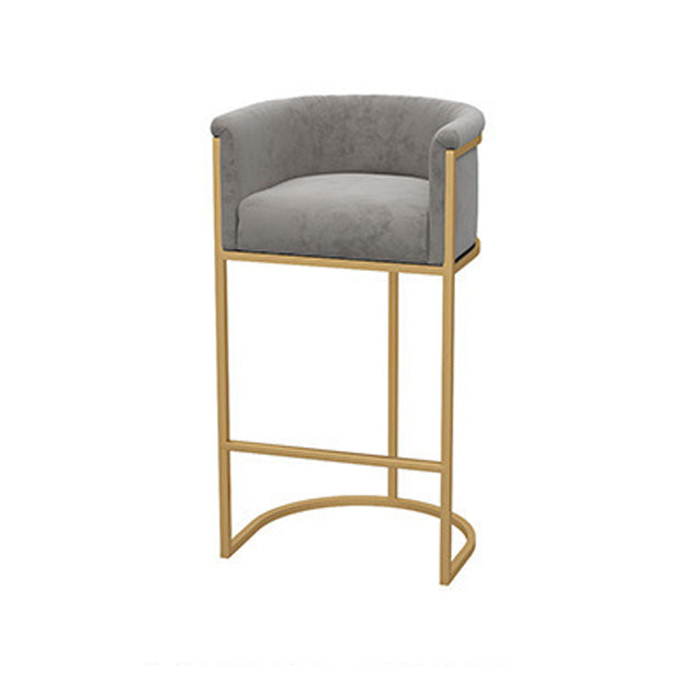 Matte Finish Footrest Armed Stool Low Back Glam Home Velvet Stool