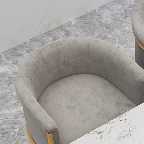 Matte Finish Footrest Armed Stool Low Back Glam Home Velvet Stool