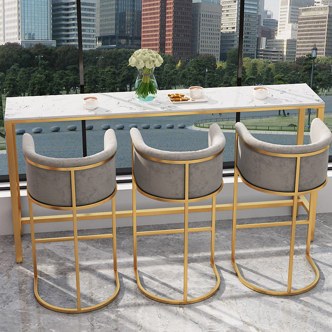 Matte Finish Footrest Armed Stool Low Back Glam Home Velvet Stool