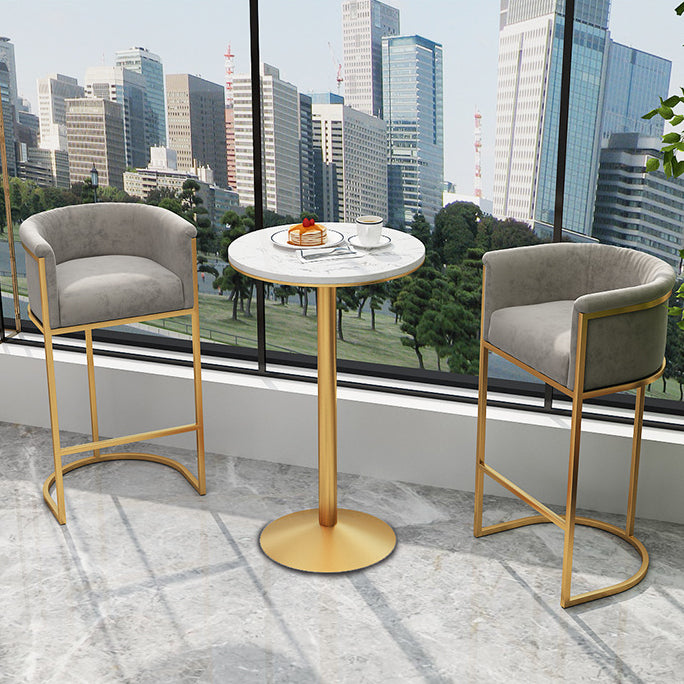 Matte Finish Footrest Armed Stool Low Back Glam Home Velvet Stool