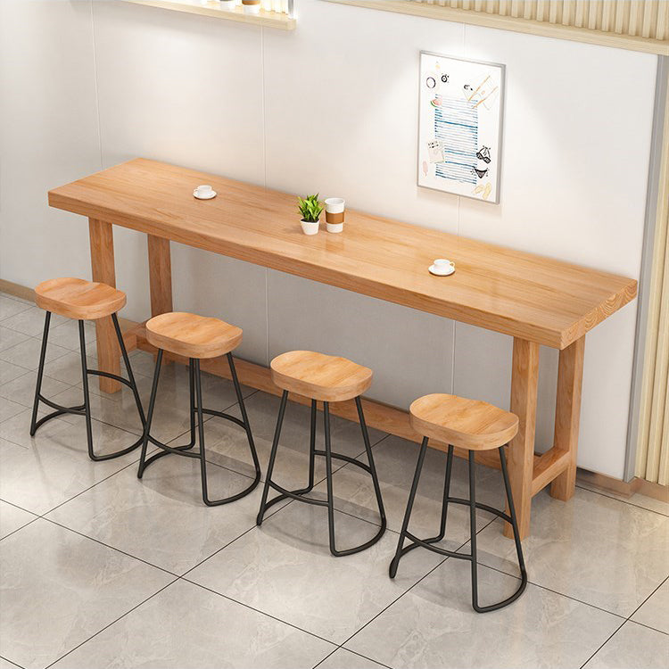 1/5/6/11 Pieces Modern Bar Table Set Rectangle Pine Wood Bistro Set with Footrest